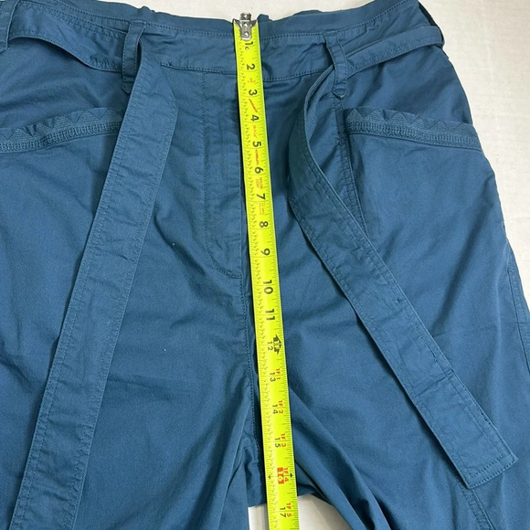 Anthropologie Women’s Size 12 Teal Ellie Embroidered Pockets Utility Pants Belt - Picture 15 of 16